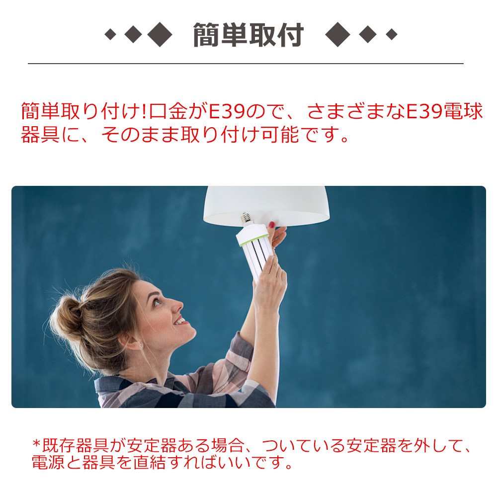 LED電球 コーンライト E39口金対応 密閉型器具対応 60w 400w水銀ランプ