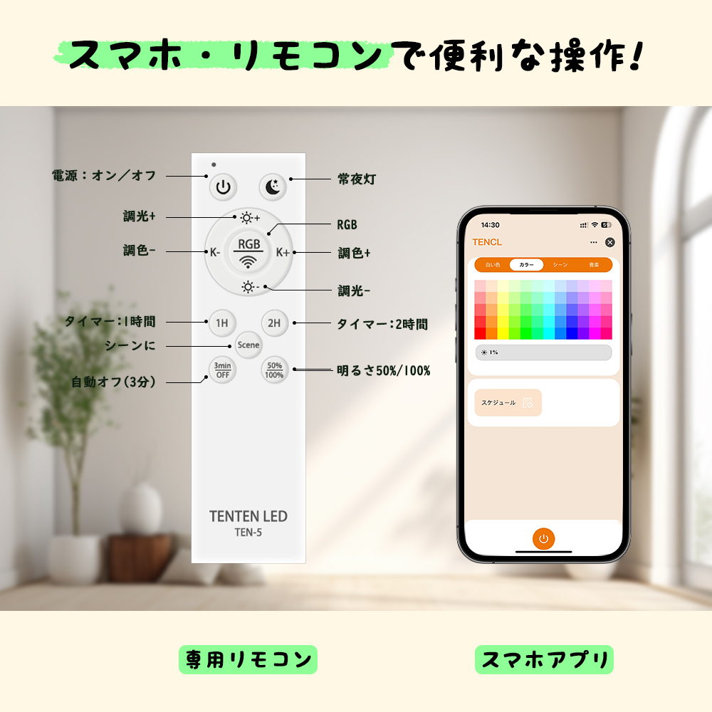 2個セット】タイマー機能付き LEDシーリングライト 小型 シーリング