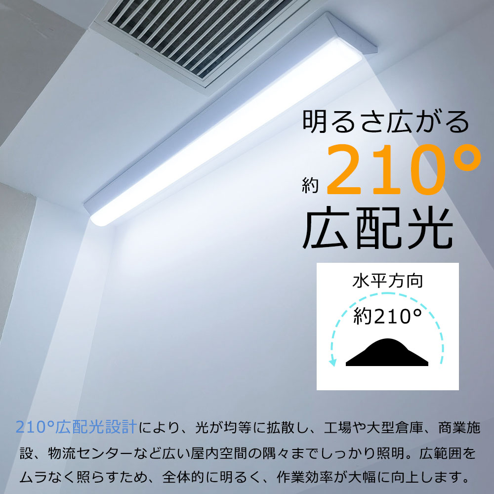 【50台セット】ledベースライト 40W型2灯相当 逆富士 LED蛍光灯 消費電力 50W 10000ルーメン 高輝度 省エネ 薄型 LEDベース照明 逆富士型 40形LED 照明器具 即納の画像
