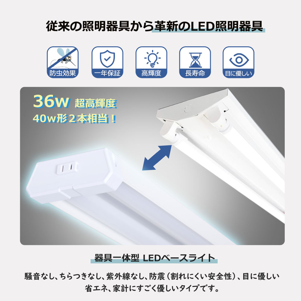 プルスイッチ付き LED蛍光灯照明器具 逆富士型 引きひもスイッチ付 LED