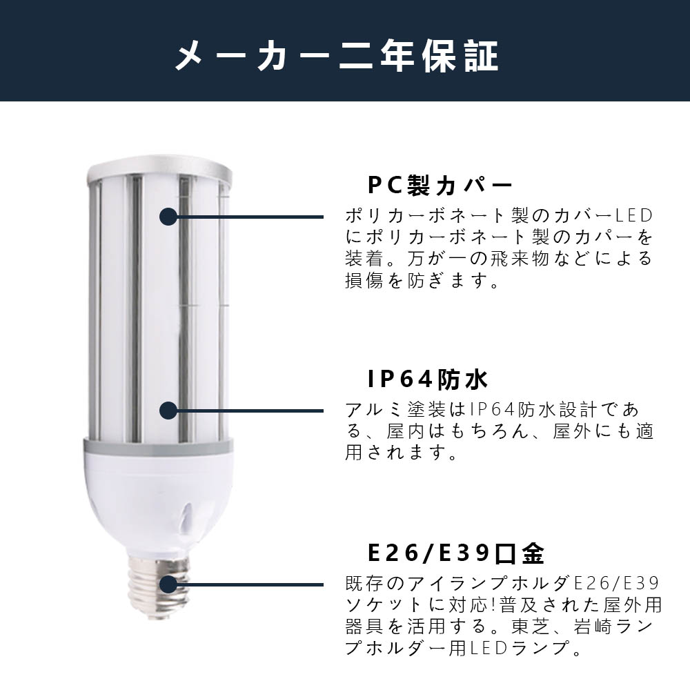 電球色 E26/E39口金 コーンライトled電球 コーン型水銀灯 コーン型LED