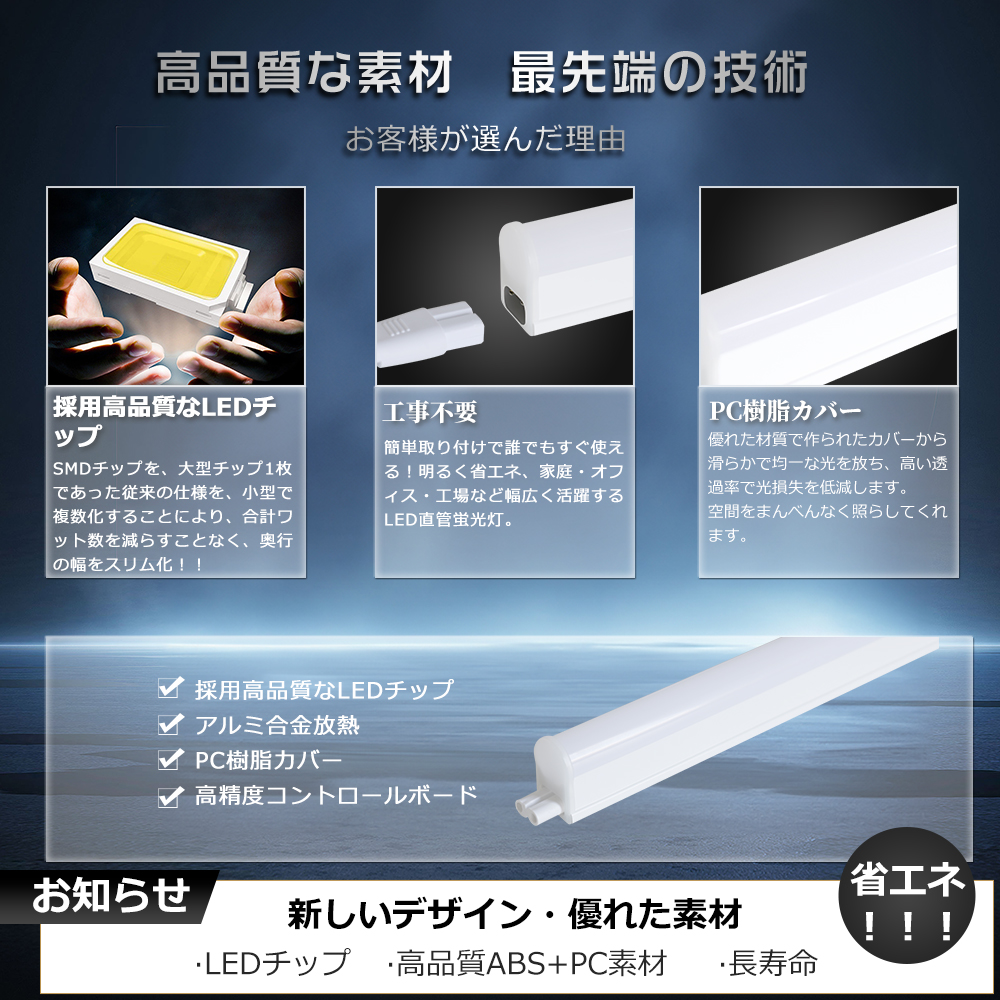 ON/OFFスイッチ付】LED蛍光灯 20w形 直管 昼光色 昼白色 スイッチ付