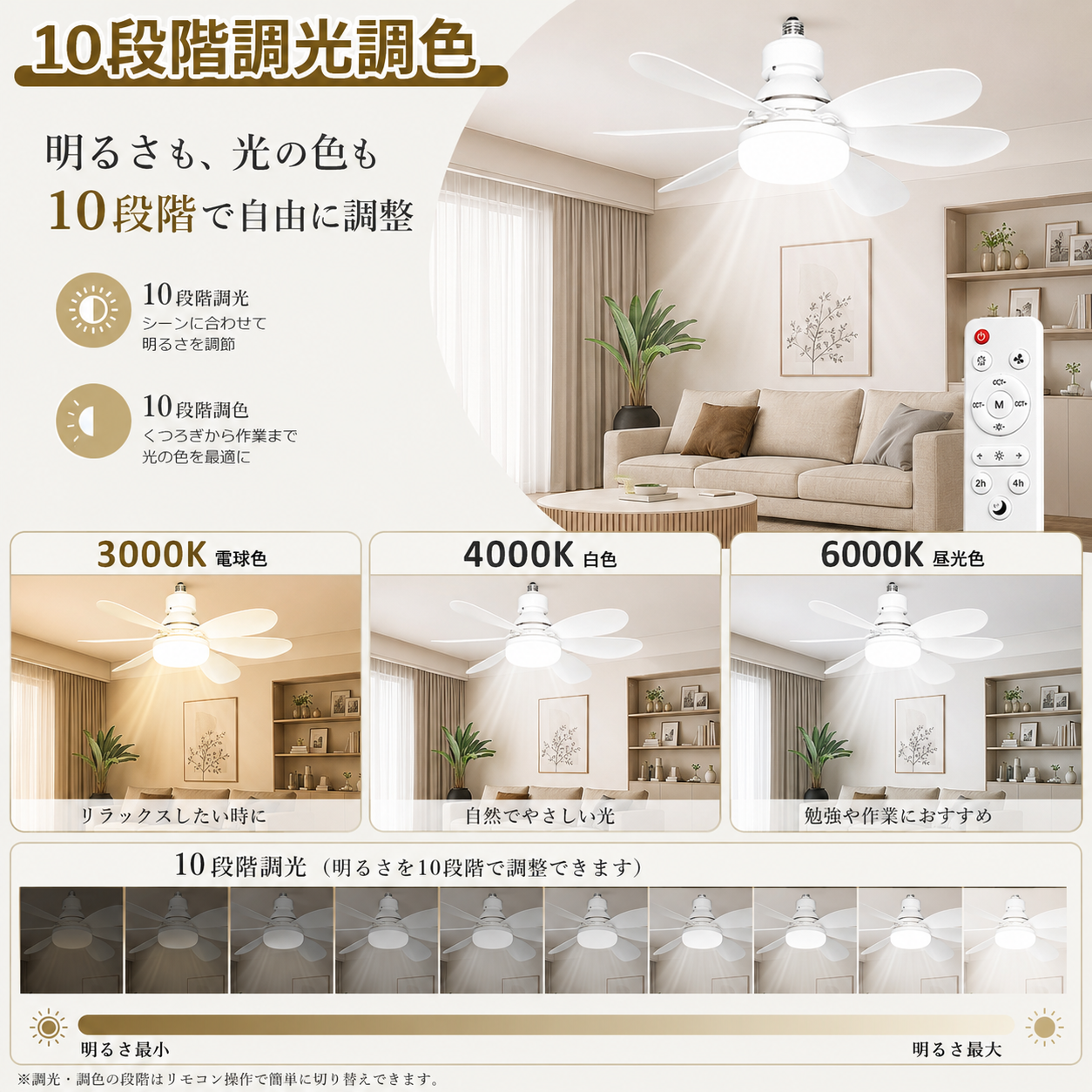 シーリングファンライト LED 6畳 8畳 フ...の詳細画像4