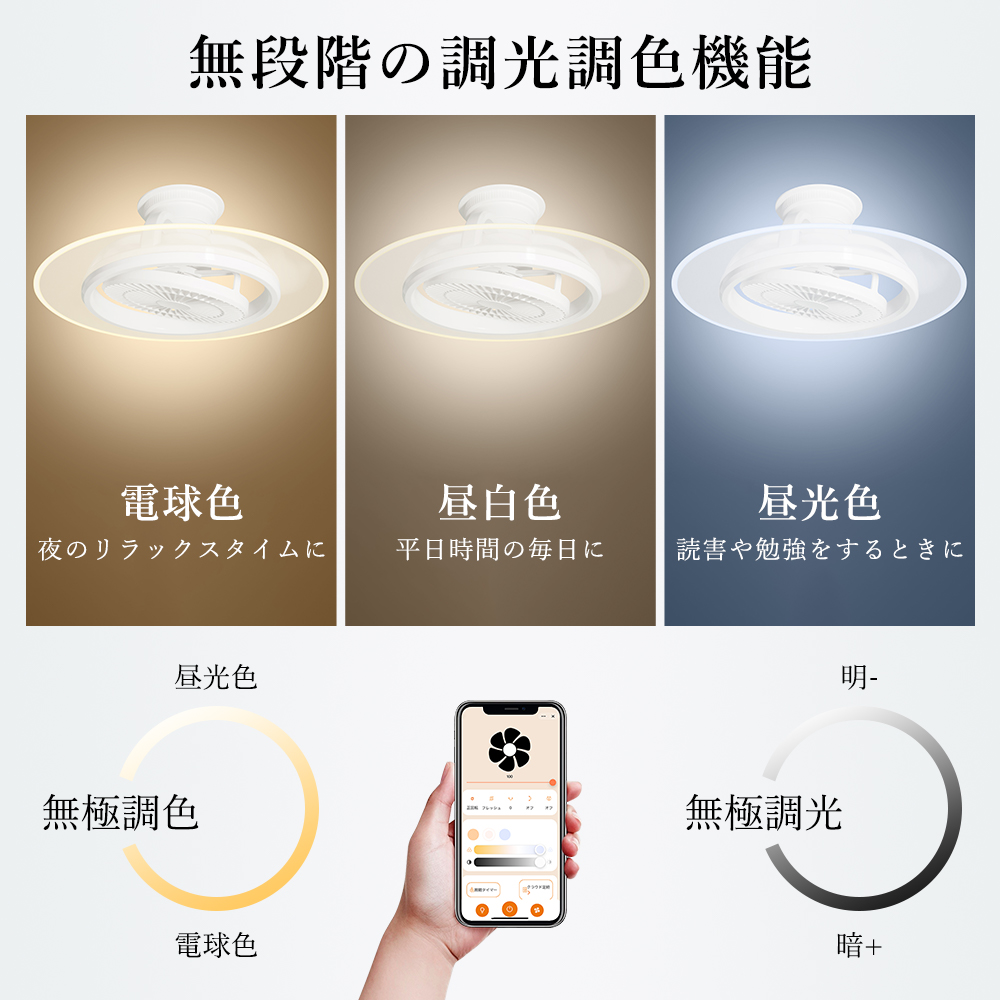 Google・Alexa対応」LEDシーリングファンライト 導光板付き 正逆回転