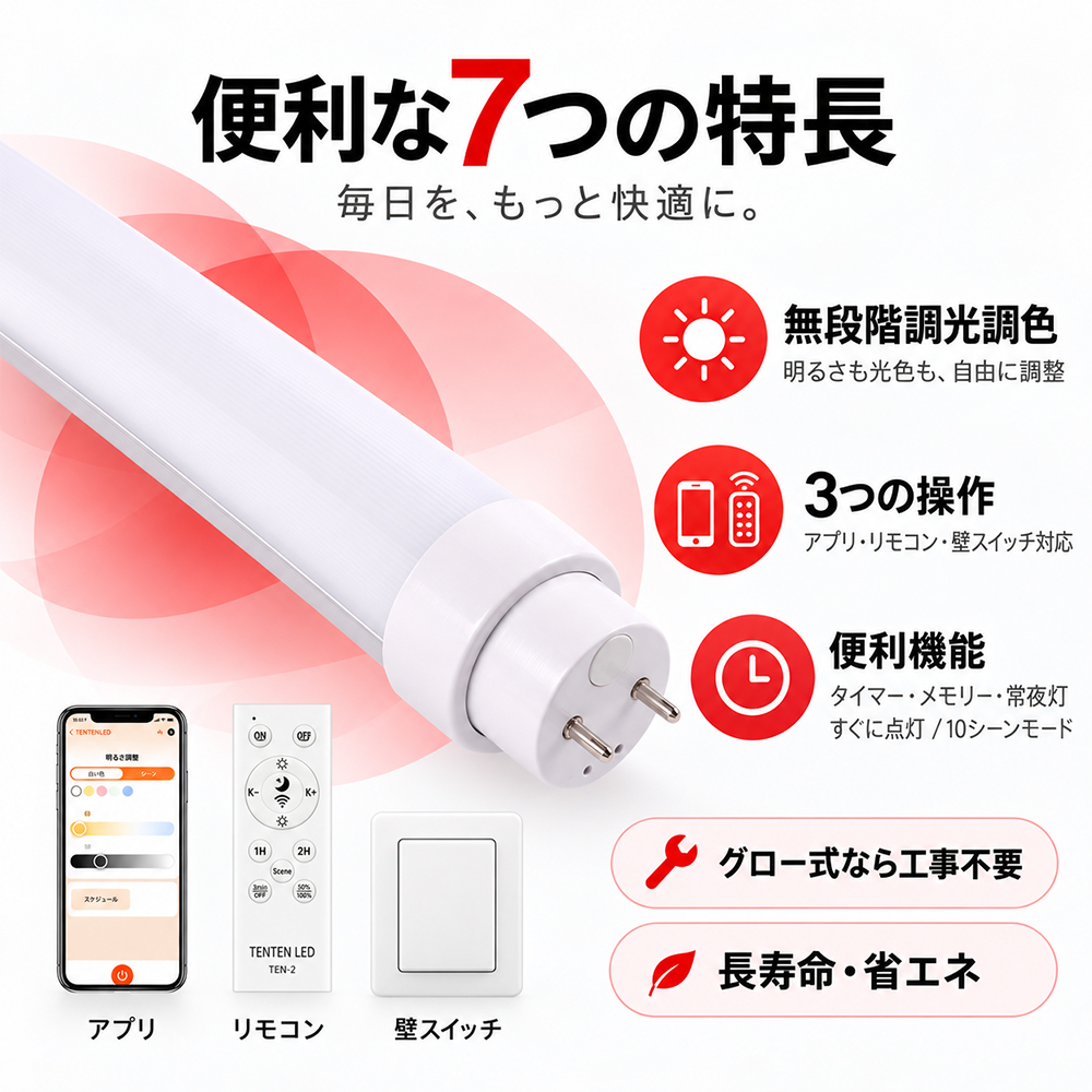 LED蛍光管 G13口金 led蛍光灯 グロー式工事不要 40w形 4000lm 120cm 直