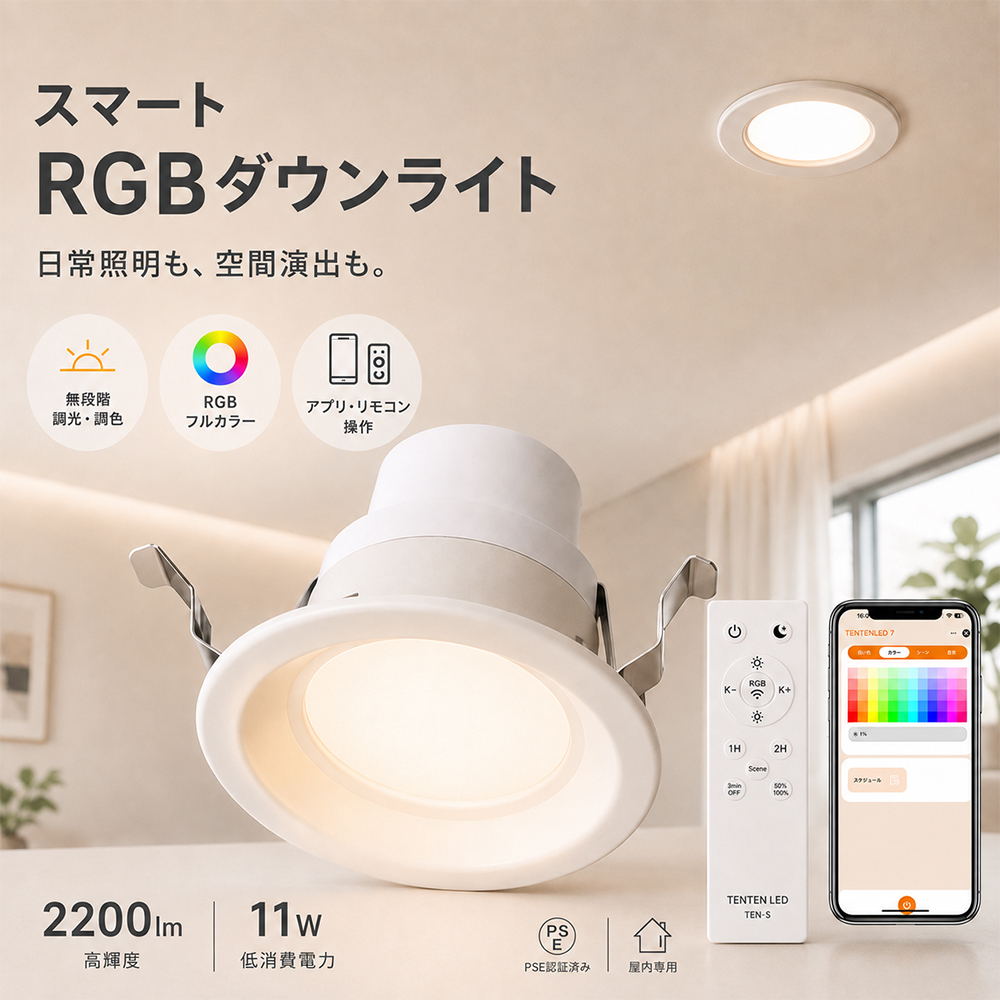 LEDダウンライト φ125mm 薄型 埋込穴125mm 11W 2200lm 省エネ スポット