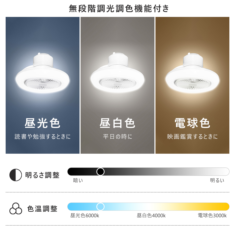 リモコン付き・スマホ操作 ledファン付きシーリングライト シーリング