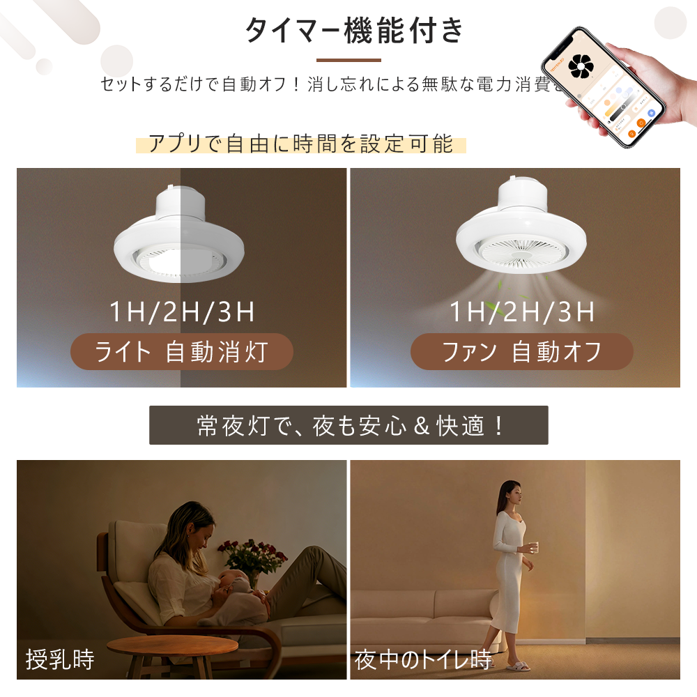 リモコン付き・スマホ操作 ledファン付きシーリングライト シーリング
