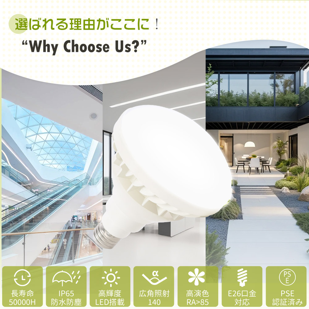 LEDバラストレス水銀灯 300W水銀灯相当 PAR38 ビーム球 バラストレス