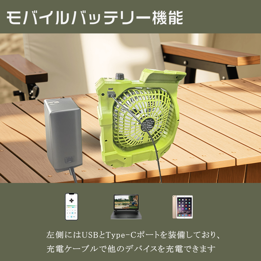 キャンプ用品 サーキュレーター モバイルバッテリー ファン 扇風機 防災グッズ 扇風機 強力 12800mAh DCモーター 自動首振り ポータブル