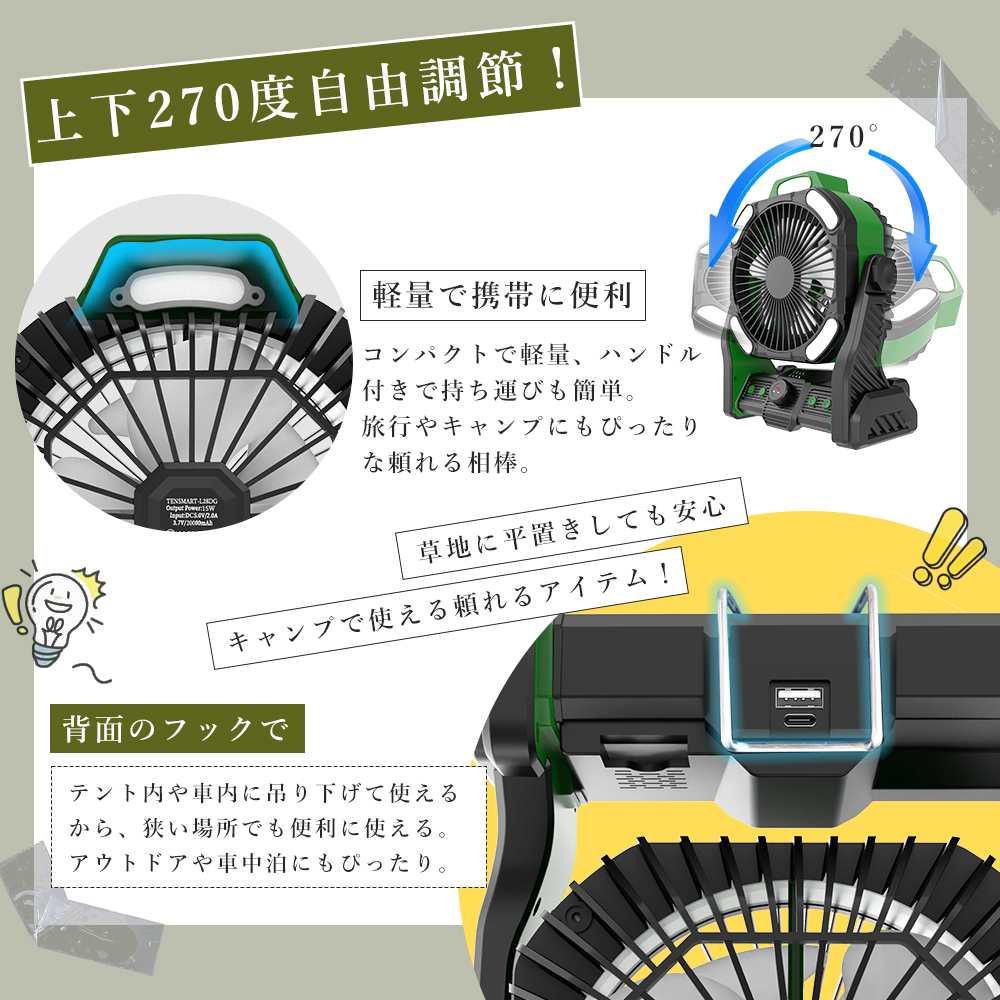 ◇ 人気爆発 ◇最新 20000mAh 卓上扇風機 吊り下げ サーキュレーター