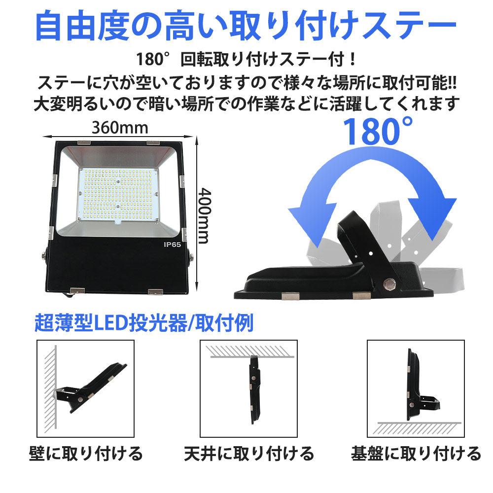 1年保証 LED 投光器 200W 2000W相当 LED投光器 色選択 IP65 広角120度 ledライト LED投光機 看板灯 集魚灯 作業灯 舞台照明 屋内 屋外 ACコード付 送料無料｜awagras02｜09