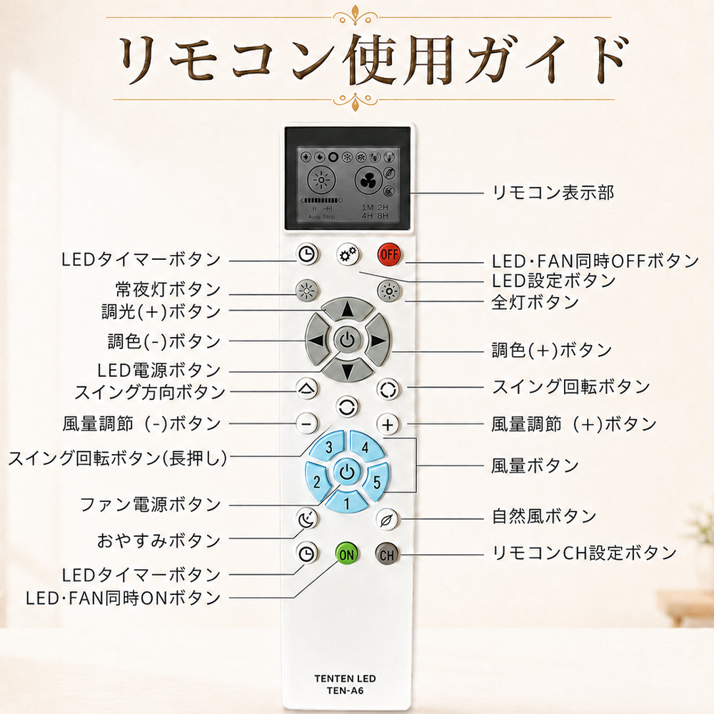 360°自動回転】LEDシーリングファンライト 導光板付き 無段階調光調色
