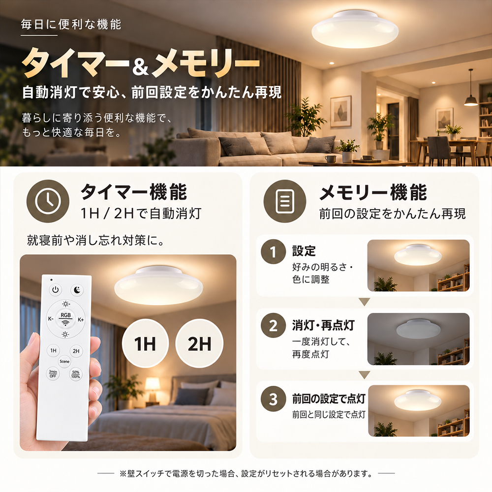 LEDシーリングライト リモコン付 6畳 8畳 調光調色 小型シーリング