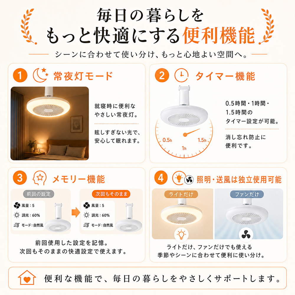 シーリングファンライト LED 6畳 8畳 ファン付き照明 DCモーター 静音