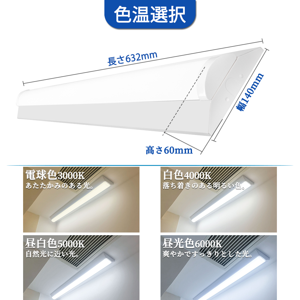 LEDベースライト 20W型 高輝度5000lm ledベースライト 20W型2灯相当 逆