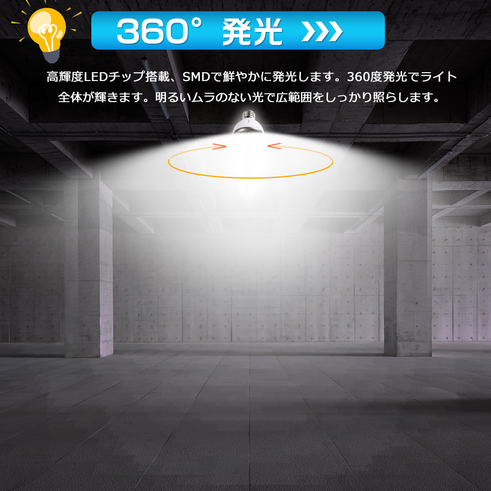 30個 LED電球 E39 コーンライト LED水銀灯 密閉器具対応 IP65防水 LEDライト LED照明 街灯 防犯灯 コーン型 水銀灯交換用 LED水銀灯ランプ 天井照明 60W 省エネの画像