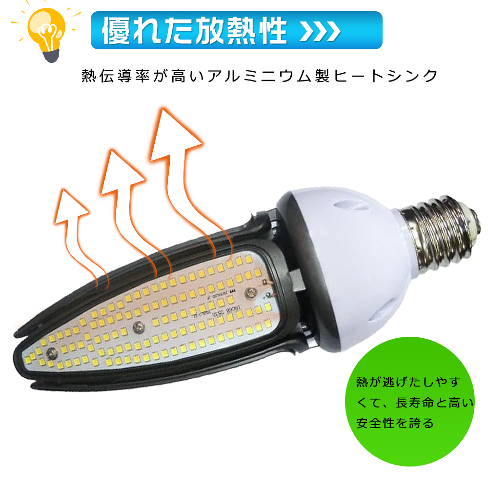 30個 LED電球 E39 コーンライト LED水銀灯 密閉器具対応 IP65防水 LEDライト LED照明 街灯 防犯灯 コーン型 水銀灯交換用 LED水銀灯ランプ 天井照明 60W 省エネの画像