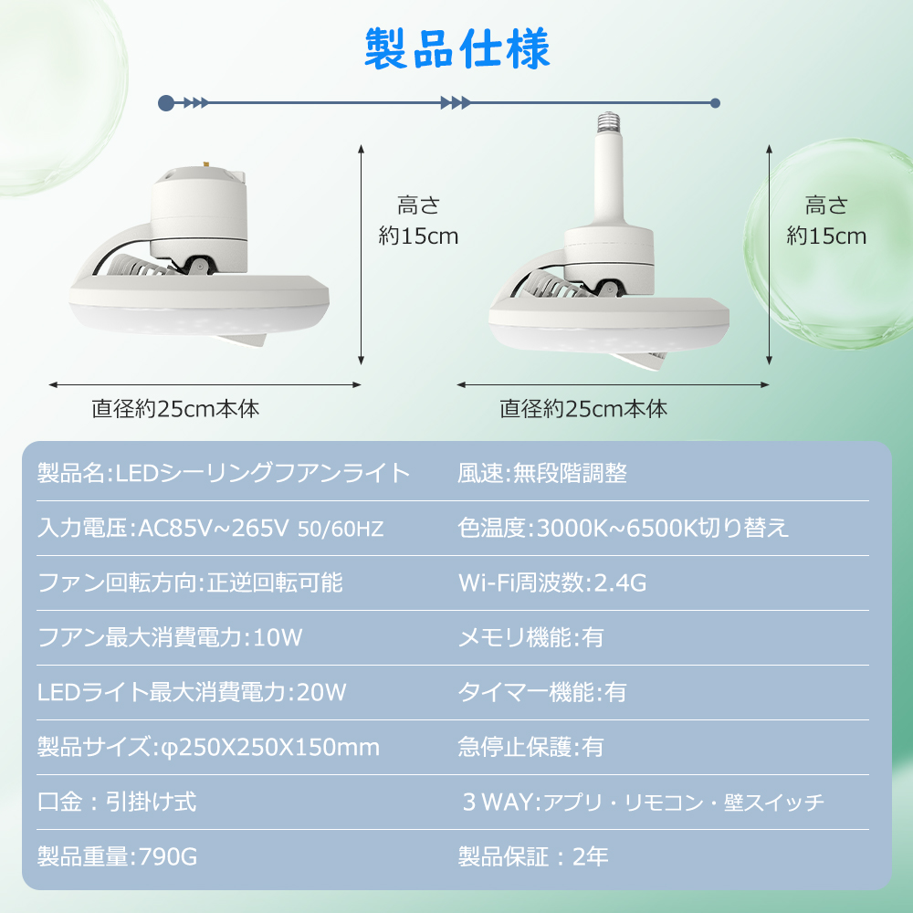 2025新型 しーりんくシーリングライトファン 首振りファン付き