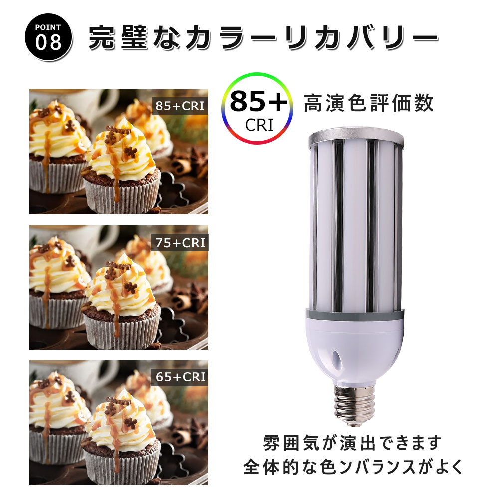 【お得50個入り】LEDコーンライト LED電球 60W 400W水銀灯相当 12000LM LED水銀灯 E39 防水 IP64 密閉器具対応 広配光360度 屋外屋内 電源内蔵 看板照明の画像