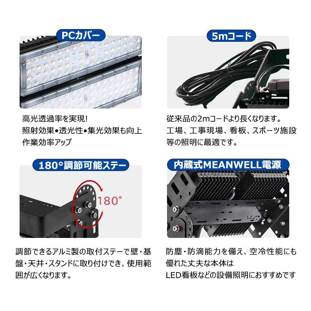 LED投光器 作業灯 ワークライト 100W 1000W相当 屋外 防水 防塵 IP65