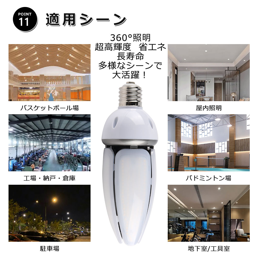 【2個セット】LED電球 コーンライト LED高天井灯 60W 400W相当 水銀灯からledへ交換 E39 12000LM IP65 防水 天井照明 密閉器具対応 街路灯 防犯灯 看板灯｜awagras03｜16