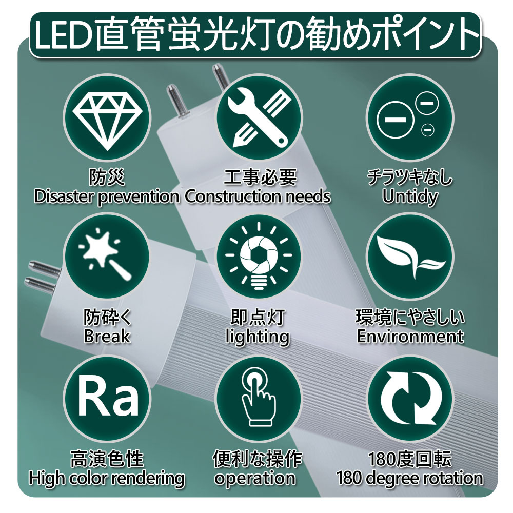 20W形LED直管蛍光灯 消費電力15w 2400lm グロー式工事不要 580ｍｍ G13