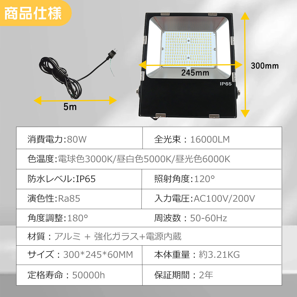スポットライト LED 80w LED投光器 フラッドライト 薄型