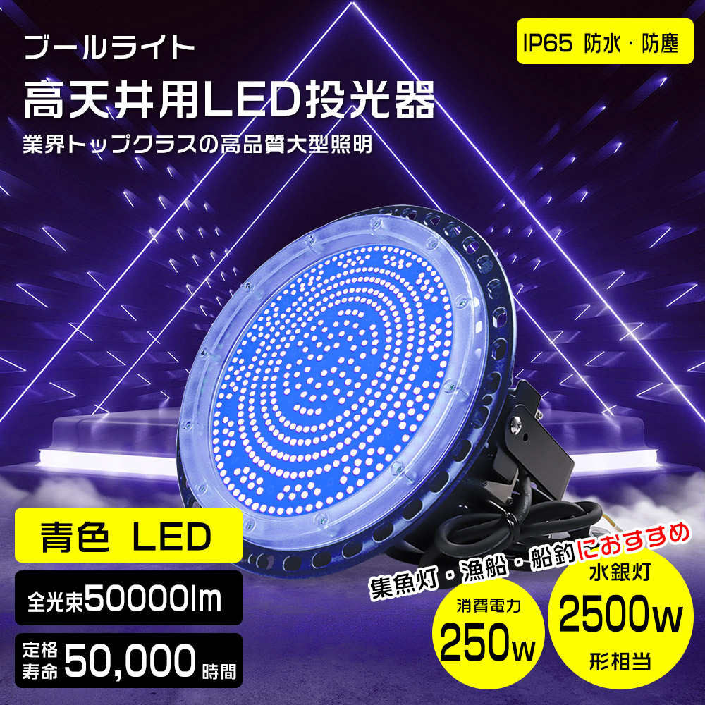 集魚灯 ブルー250w 青色 LED 投光器 100v 200v 集魚ライト イカ釣り