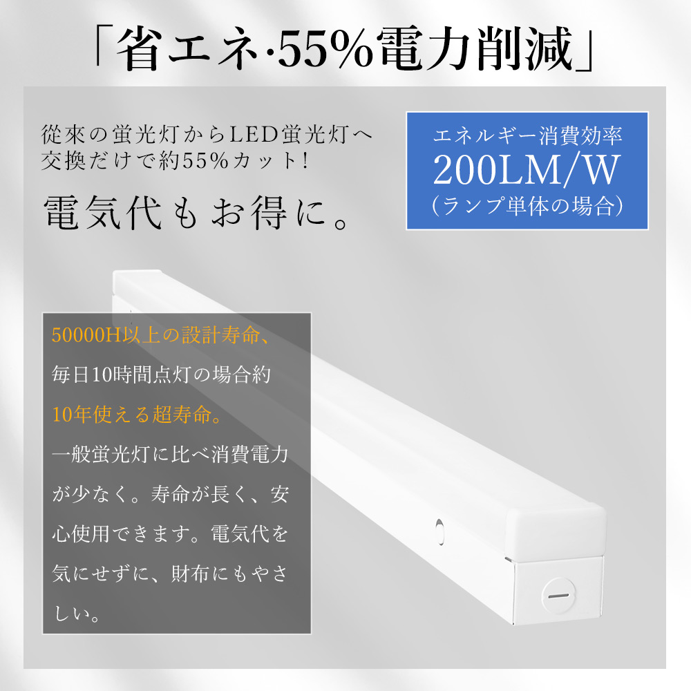 LEDベースライト 屋外 トラフ型 40形 2灯相当 消費電力50w IP54 防雨