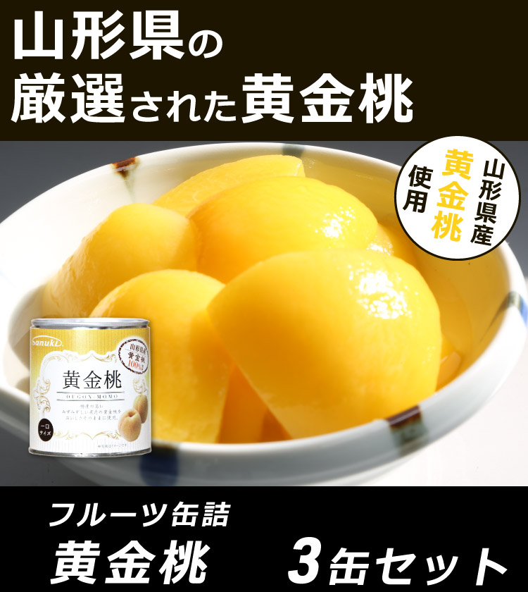 缶詰 フルーツ 黄金桃缶詰 E05号 一口サイズ 310g×3缶 黄もも 黄