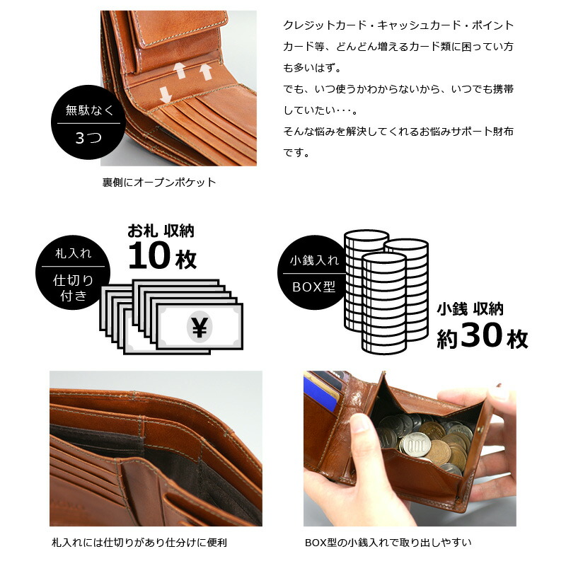 財布 Milagro ミラグロ CA-S-2108 イタリア製ヌメ革 BOX小銭入れ21