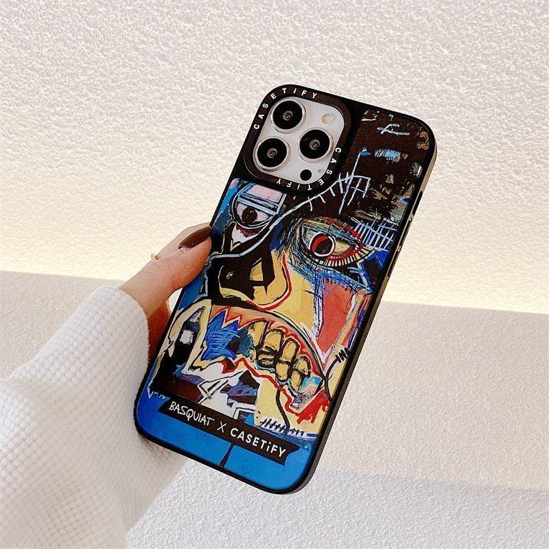 スマホケース casetify Basquiat グラフィティ 落書き 芸術的 ミラー付き バスキア プレゼント アイフォンケース iphone11  iphone12 iphone13 iphone14