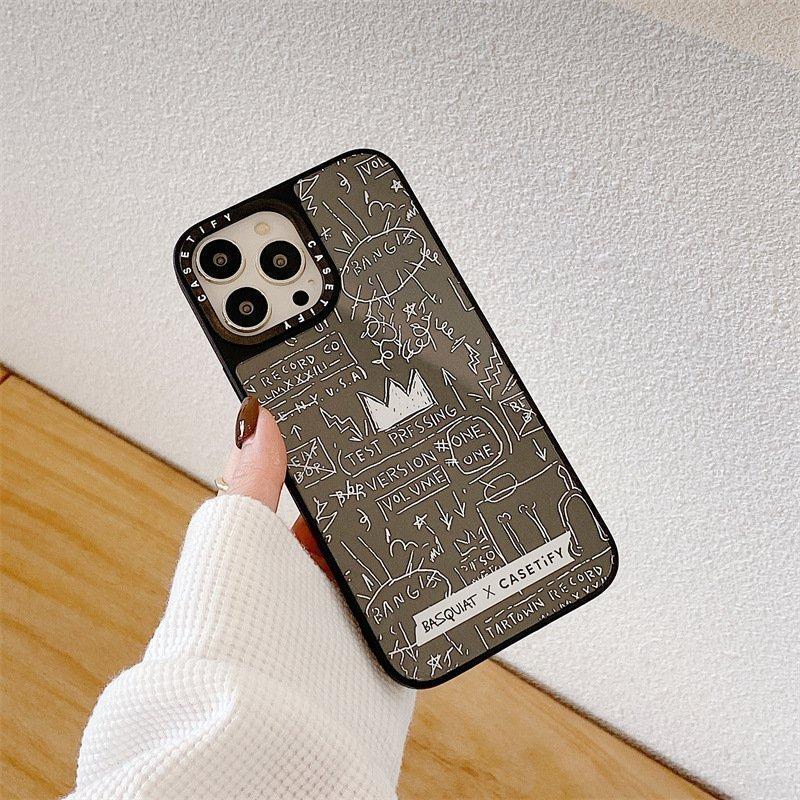 スマホケース casetify Basquiat グラフィティ 落書き 芸術的 ミラー付き バスキア プレゼント アイフォンケース iphone11  iphone12 iphone13 iphone14