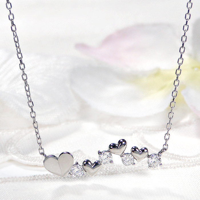 1*a様 K18天然ダイヤモンドハートモチーフ0.2ct ネックレス保証書付 K18 YG PG WG 0.10ct ハートモチーフ ダイヤモンド ライン ネックレス