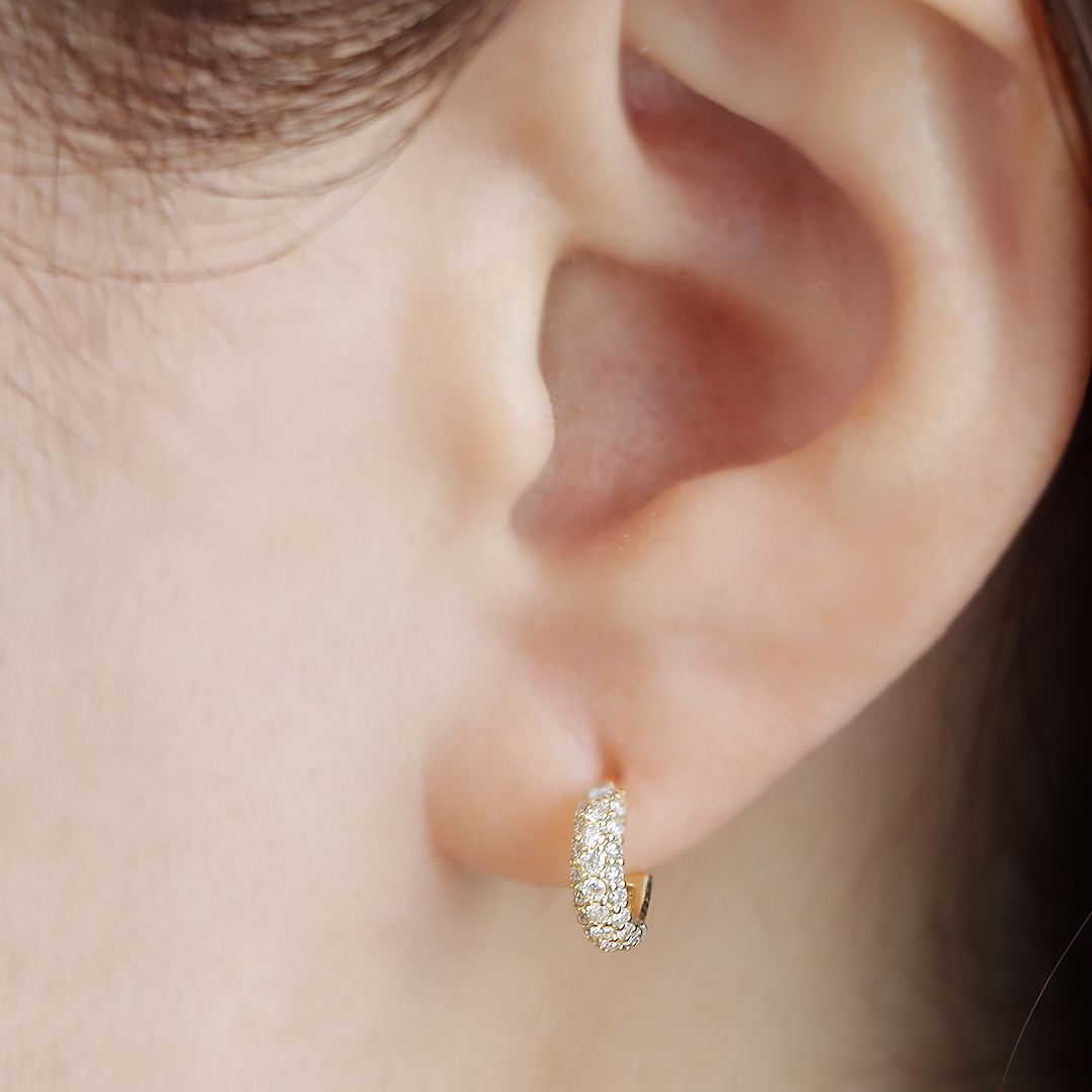 K18YG 0.3ct ダイヤモンド パヴェ ピアス 送料無料 K18 18金 イエロー 