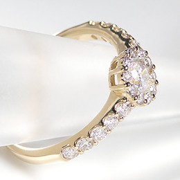 K18YG ゴールド ダイヤモンド ダイヤ 指輪 リング 花 フラワー 大粒