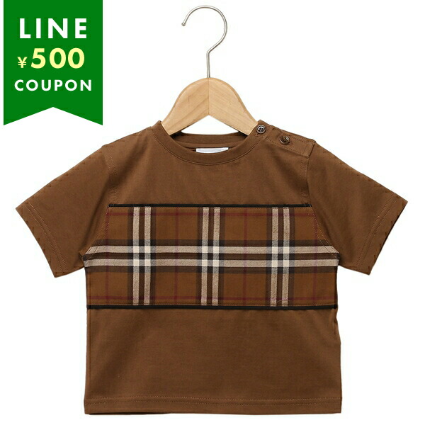 バーバリー ベビー服 Tシャツ トップス 半袖カットソー ブラウン ベビー BURBERRY 8070182 A8900