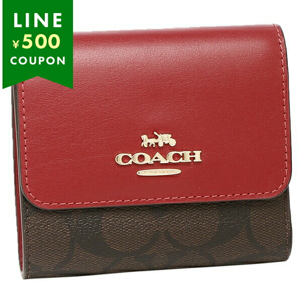 美品COACH 三つ折り財布 ブラウン 美品】COACH 三つ折り財布 シグネチャー×レザー ブラウン 正規品