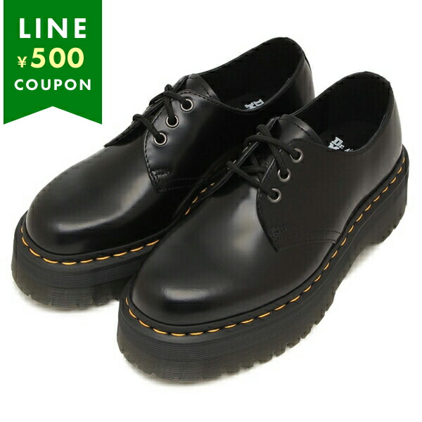 ドクターマーチン ローファー 1461 クアッド 3ホールシューズ 厚底 ブラック メンズ レディース Dr.Martens 25567001 POLSMOOTH BLK | Dr.Martens