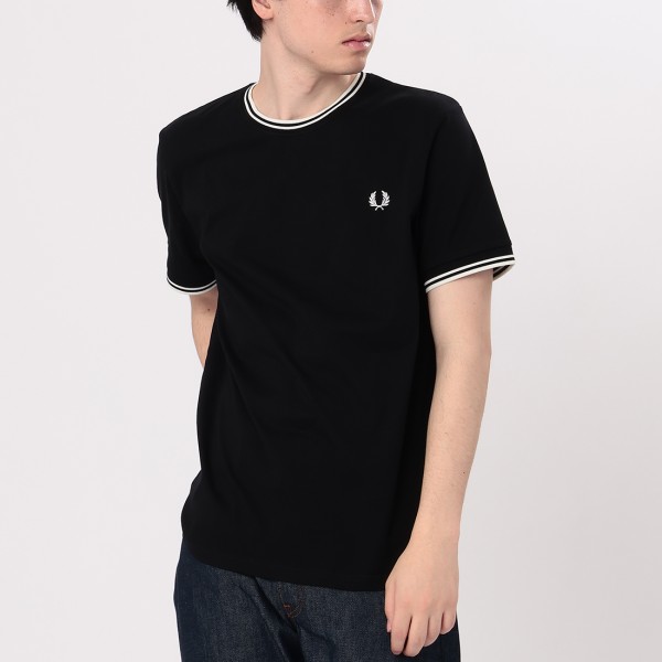 フレッドペリー Tシャツ カットソー ツイン ティップTシャツ クルーネック メンズ FRED PERRY M1588 TWIN TIPPED T SHIRTの画像