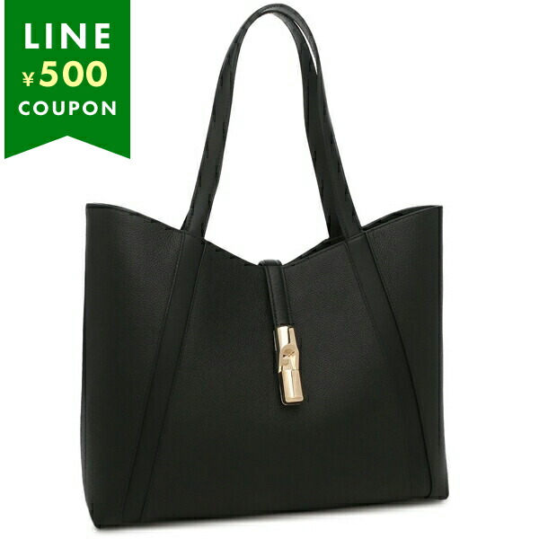 未使用級✨フルラ トートバッグ ハンドバッグ A4対応 肩かけ ロゴ金具 シボ革 FURLA（フルラ） トートバッグ ゴッチャ ブラック レディース FURLA