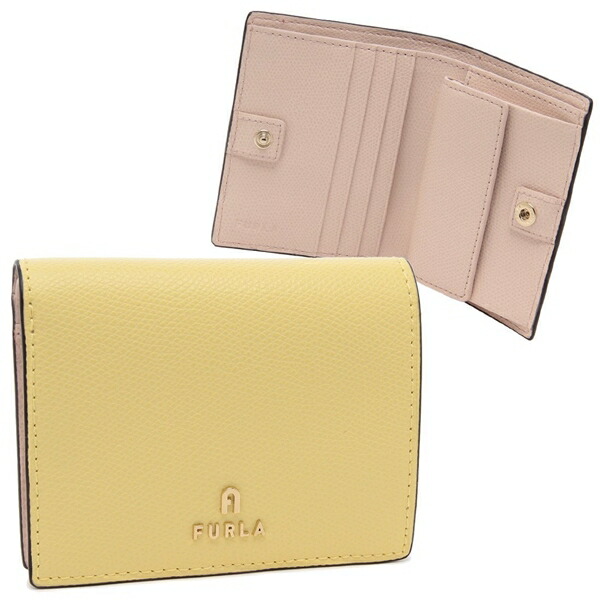 【極美品】FURLA フルラ レザー 2つ折り財布 カメリア 現行ロゴ FURLA フルラ 折財布 レディース CAMELIA カメリア コンパクト