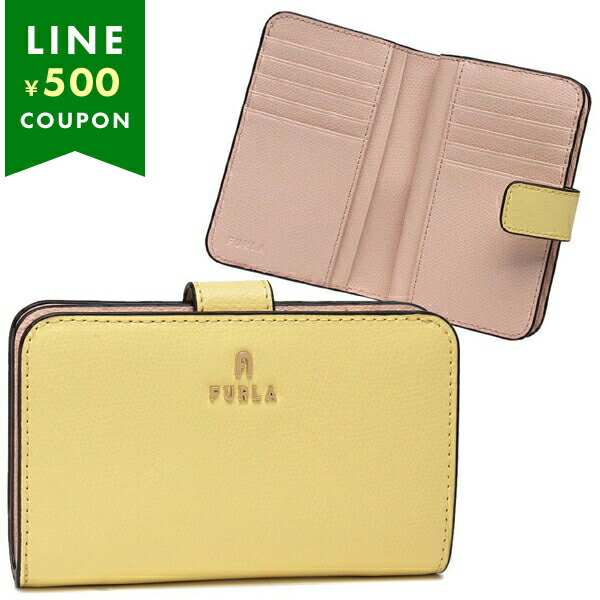 お歳暮 時期 FURLA フルラ 二つ折り財布 カメリア イエロー ベージュ 小物