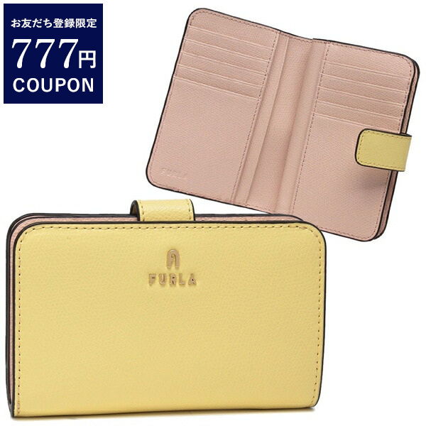 大人気新品 FURLA フルラ 二つ折り財布 カメリア イエロー ベージュ 小物