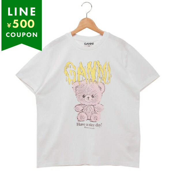 ガニー Tシャツ カットソー クマ プリントTシャツ ホワイト レディース GANNI T4289 151