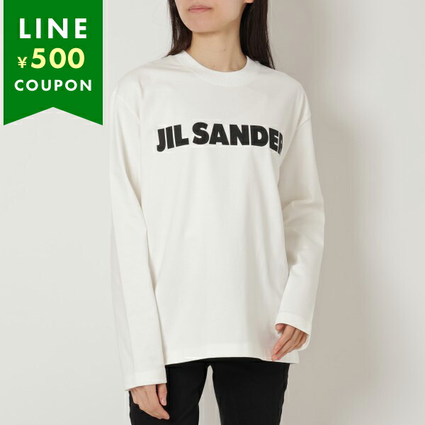 ジルサンダー Tシャツ カットソー 長袖カットソー トップス ロゴT ホワイト レディース JIL SANDER J02GC0107 J45047 102