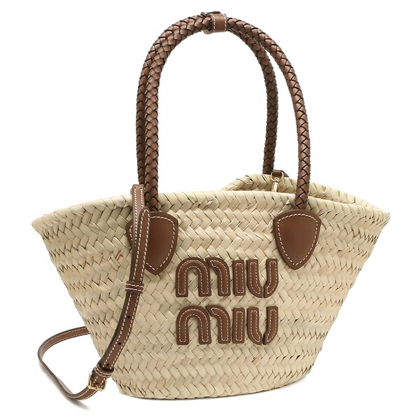 miu miu かごバッグ ショルダー ベージュ ブラウン miu miu（ミュウミュウ） かごバッグ ショルダーバッグ カゴバッグ
