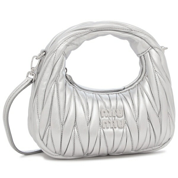 miu miu グレー プリーツデザイン ハンドバッグ 割引ファッション - miu miu グレー プリーツデザイン ハンドバッグ