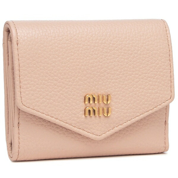美品 ミュウミュウ 5MH043 ヴィッテロダイノ コンパクトウォレット miu miu（ミュウミュウ） 三つ折り財布 ヴィッテロダイノレザー ミニ